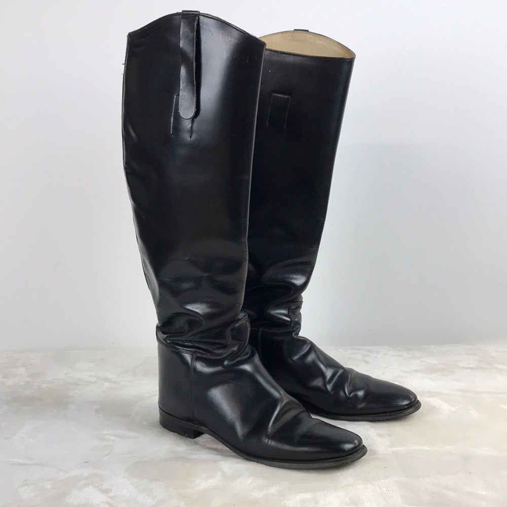 Mens Black Leather Riding Boots. Made in England